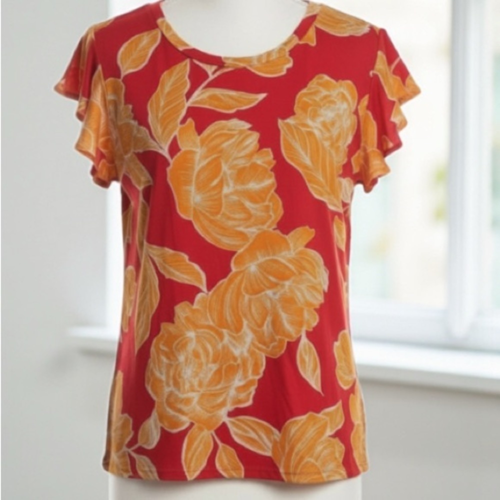 Harper pink and Yellow Floral Women's Top Size L